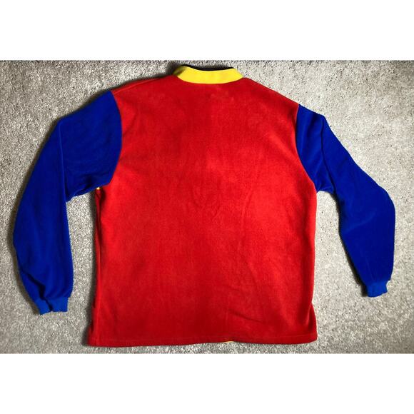 Lidl Pull Over Fleece Sweater Jacket XL Red Blue Yellow Black - 100% Polyester - Picture 4 of 9